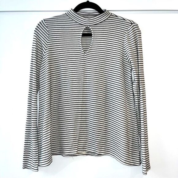 American Eagle Soft & Sexy Striped Mock Neck Long Sleeve Size M - Picture 1 of 7